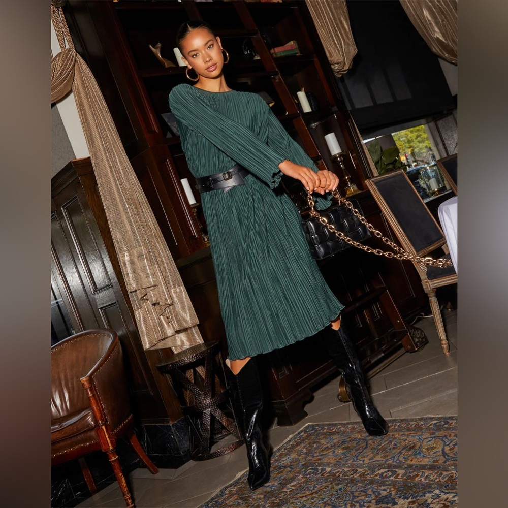 Darcy Plisse Long Sleeve Maxi Dress